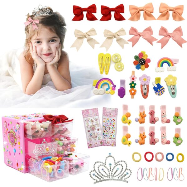 Limited time deal-50% 153 Pcs Hair Accessories for Girls - Bows, Baby Hair Clips, Cute Barre