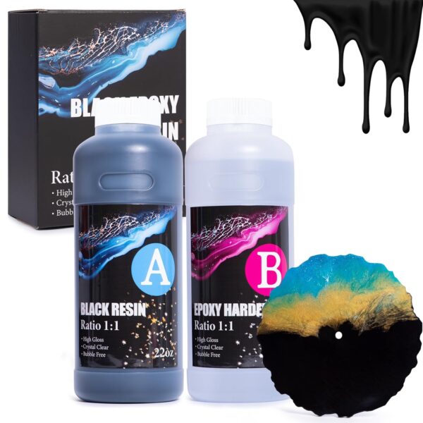 Limited time deal-50% 44OZ Black Epoxy ResinUV Resin,High Gloss Bubble Free Self Levelin