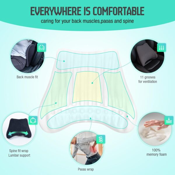 Limited time deal-50% Soft Lumbar Support Pillow for Driving Seat 100% Memory Foam Lumbar Pillow - Image 3