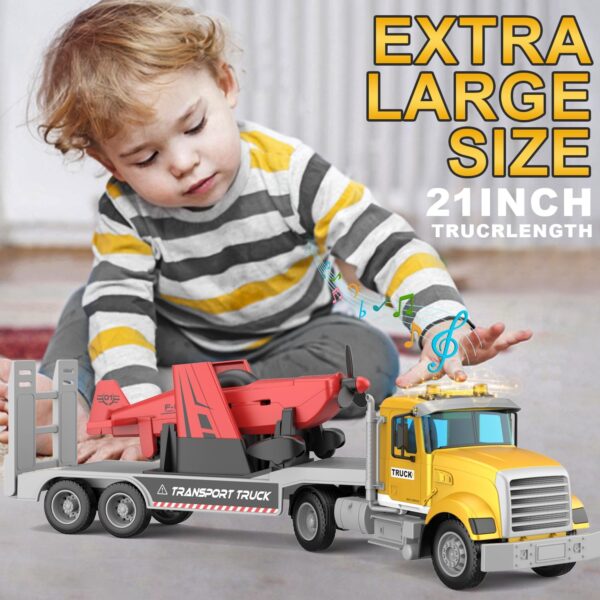 Limited time deal-50% Large 22" Semi Police Truck Toy with Propeller Aircraft Car Toys for Kids Toddlers - Image 2