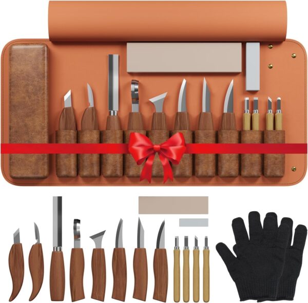 Limited time deal-50% RexTact Wood Carving Kit 16PCS Hand Carving Tool Set, Deluxe-Whi