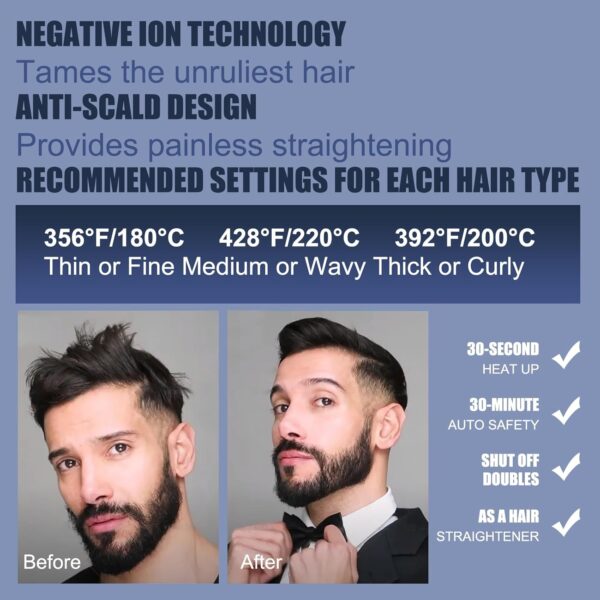 Limited time deal-50% Beard Straightener for Men -Premium Heated Beard Brush Kit, Dual - Image 4