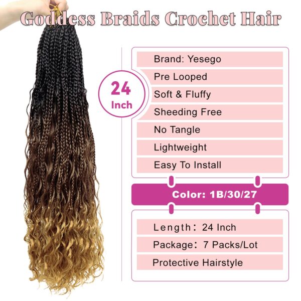 Limited time deal-50%24 Inch Boho Goddess Box Braids Crochet Hair for Women 7 Packs Crochet Box - Image 2