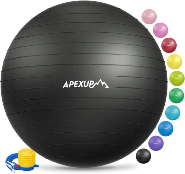 Limited time deal-33% APEXUP Yoga Ball Exercise Ball, Pilates Ball, Anti Slip Stability Ball,