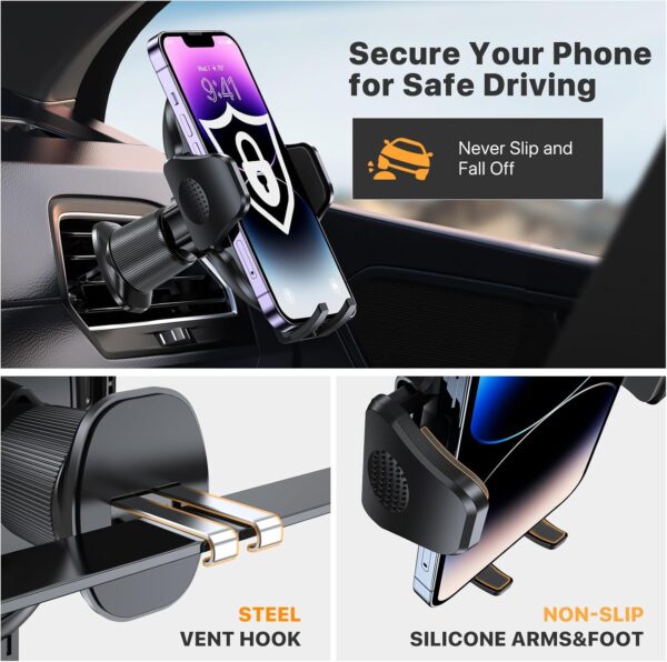 Limited time deal-45% Miracase Phone Holders for Your Car with Metal Hook Clip, Air Vent - Image 4