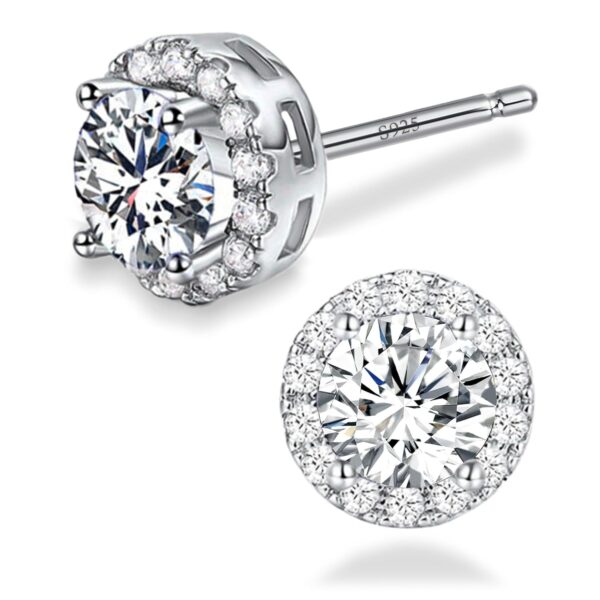 Limited time deal-20% Sereney Dance Earrings 925 Sterling Silver Halo Stud Hypoallergeni