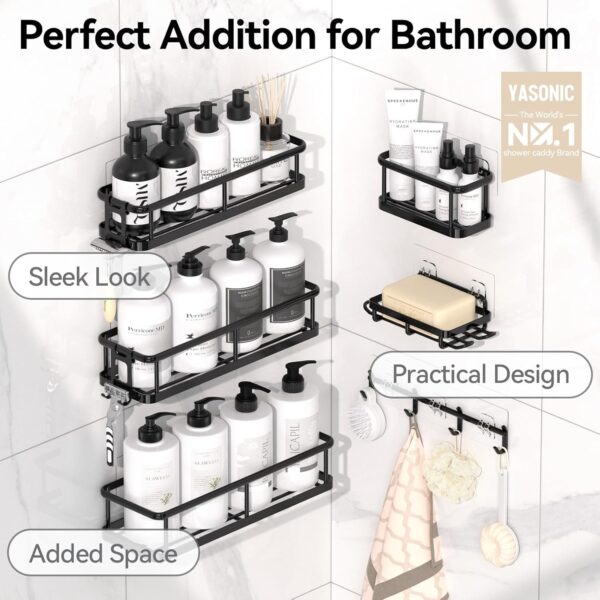 Limited time deal-38% YASONIC Shower Caddy, 6 Pack Large Capacity Shower Organizer - Image 2