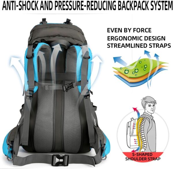 Limited time deal-50% King'sGuard 60L Hiking Backpack, Waterproof Camping Backpackin - Image 2