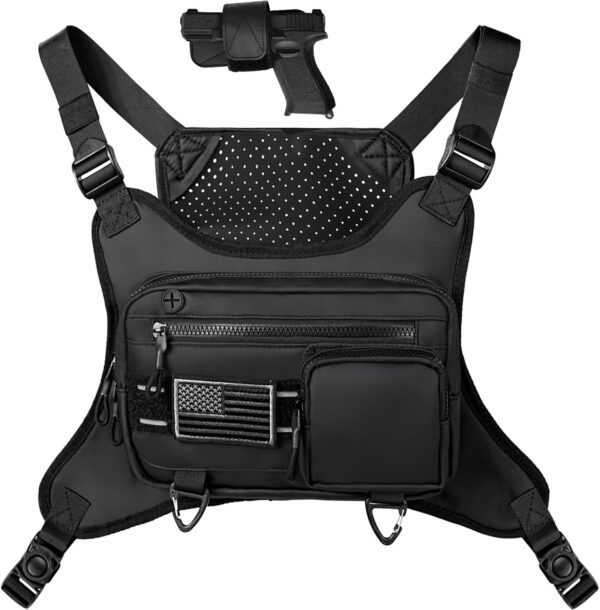 Limited time deal-50% Chest Bag for Men Women, Chest Pack with Removal Pistol Holster