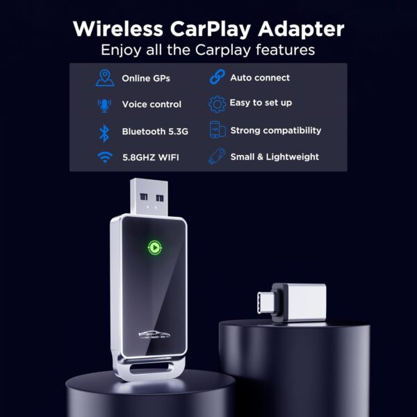 Limited time deal-50% Wireless CarPlay Adapter 2024 Upgrade, Plug and Play, No Latency, - Image 2