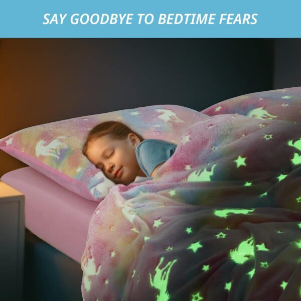 Limited time deal-50% HOMBYS Glow in The Dark Comforter Set 7 Piece Full/Queen with Sheets, Pink - Image 4
