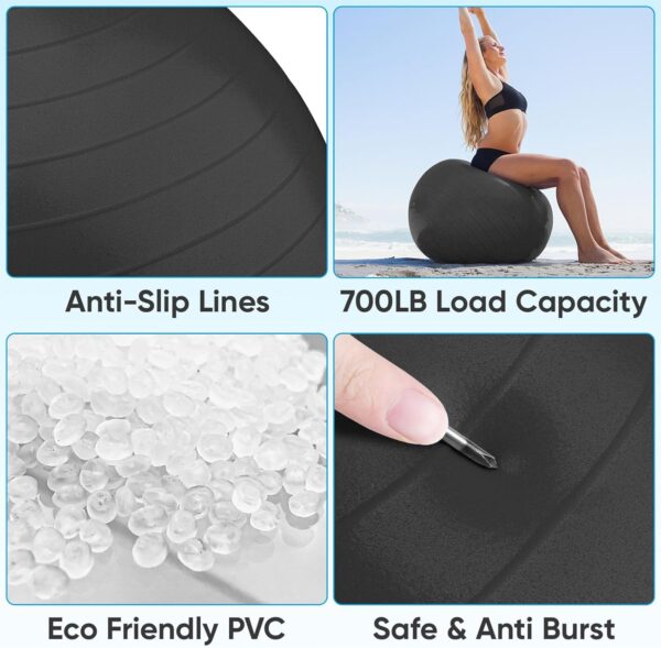 Limited time deal-33% APEXUP Yoga Ball Exercise Ball, Pilates Ball, Anti Slip Stability Ball, - Image 2