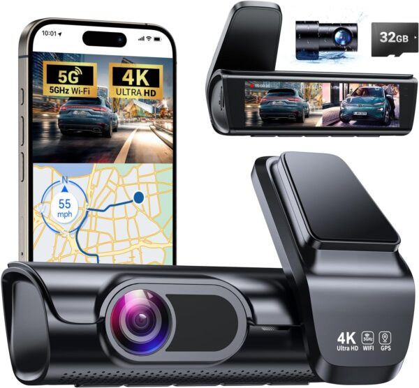 Limited time deal-54% K600 4k Dash Cam Front and Rear, 3.59" IPS Screen, Built-in GPS 5G