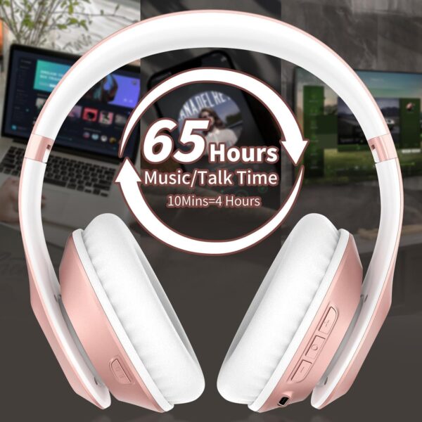 Limited time deal-49% Wireless Bluetooth Headphones Over Ear 65H Playtime HiFi Stereo - Image 4