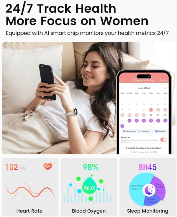 Limited time deal-64% Smart Watches for Women [Make Call/Answer/400+Watch Face] An - Image 3