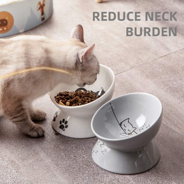 Limited time deal-50% Sweejar Raised Cat Bowl for Dry Wet Cat Food, Ceramic Elevated Pe - Image 2