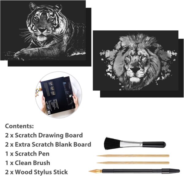 Limited time deal-50% MIASTAR 2 Pack Scratch Art Animal Rainbow Painting Paper, Creativ - Image 4