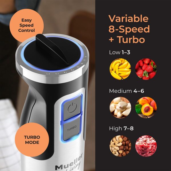 Limited time deal-41% Mueller Immersion Blender Handheld - 8 Speed Stainless Steel Elect - Image 3