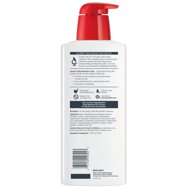 Limited time deal-20% Eucerin Daily Hydration Body Lotion for Dry Skin, Unscented Body - Image 2