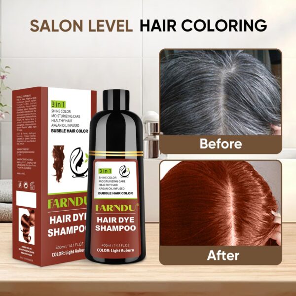 Limited time deal-50% Light Auburn Hair Dye Shampoo for Women Men Gray Hair Coverage - Image 4