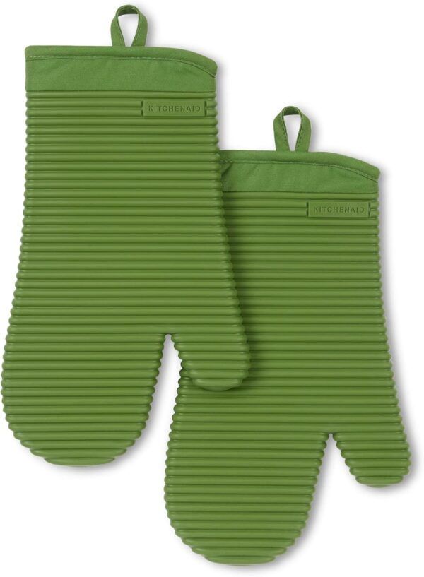 Limited time deal-51% KitchenAid Ribbed Soft Silicone Oven Mitt 2-Pack Set, Mathca, 7.5"x