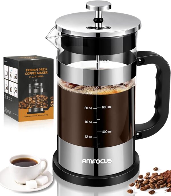 Limited time deal-50% French Press Coffee Tea Maker - 34OZ Classic Coffee Press Heat-res