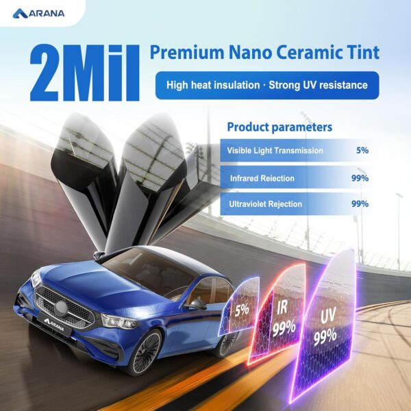 Limited time deal-50% ARANA Car Window Tint Film 20" in × 10‘Ft, 5% Premium Nano Cer - Image 2