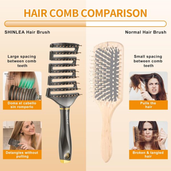 Limited time deal-52% Curved Detangling Brush for Curly Hair, Professional Vented Anti-Tangle Brush - Image 4
