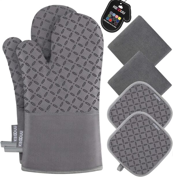 Limited time deal-41% KEGOUU Oven Mitts and Pot Holders 6pcs Set, Kitchen Oven Glove