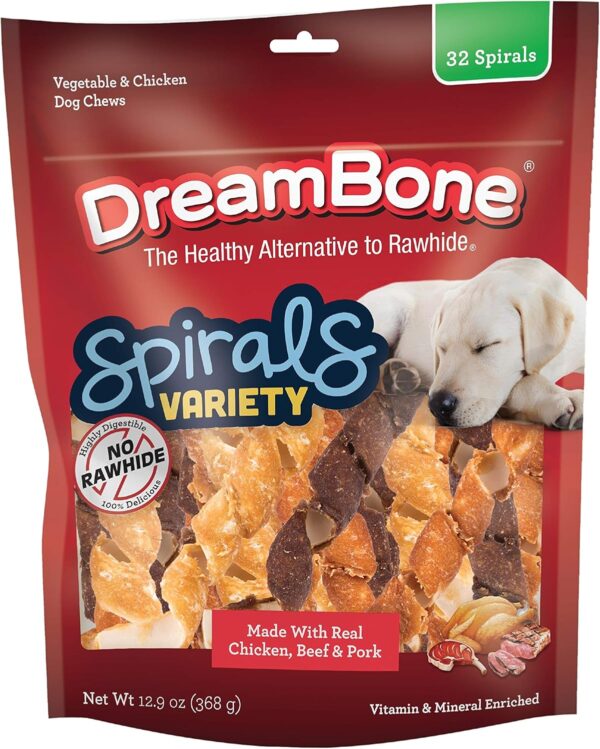 Limited time deal-35% DreamBone Spirals Variety Pack, Treat Your Dog to a Chew Made wi