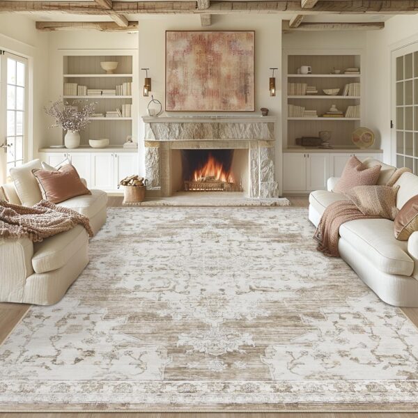 Limited time deal-46% 8x10 Area Rugs Washable Rug: Lagre Vintage Living Room Rug with