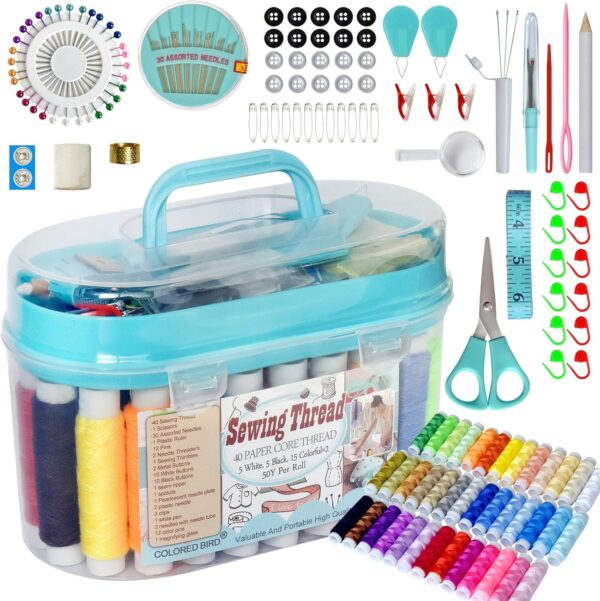 Limited time deal-50% 40 Spools of Sewing Thread,Gift Box Portable Basic Sewing Repair