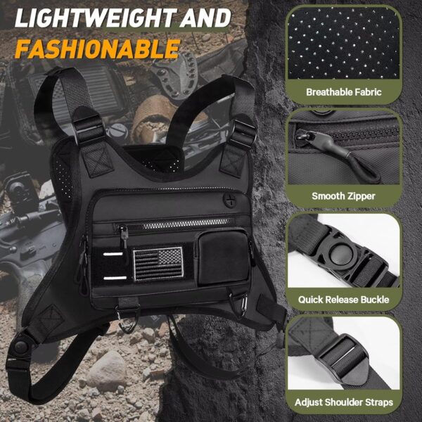 Limited time deal-50% Chest Bag for Men Women, Chest Pack with Removal Pistol Holster - Image 4