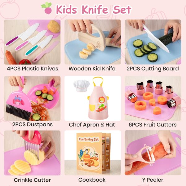 Limited time deal-50% Juboury 20PCS Toddler Knife Set - Kids Kitchen Set for Real Cooking, Toddler - Image 4
