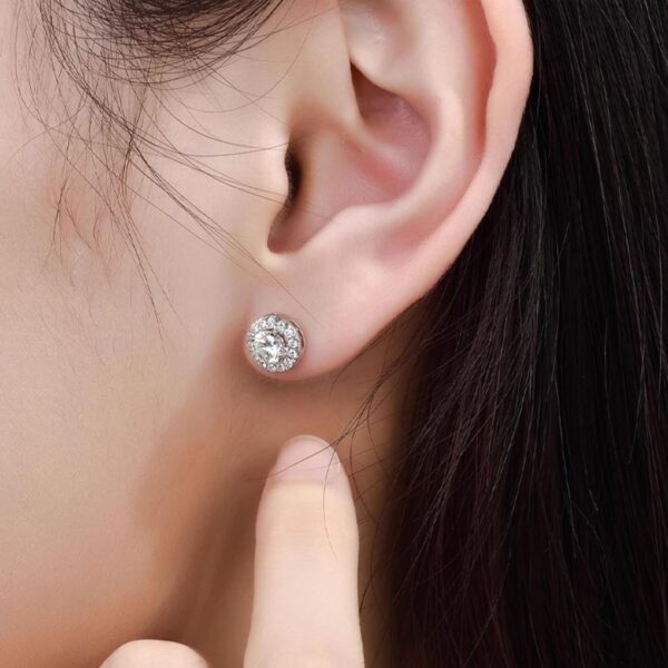 Limited time deal-20% Sereney Dance Earrings 925 Sterling Silver Halo Stud Hypoallergeni - Image 2