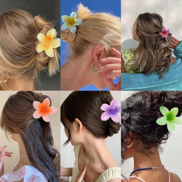 Limited time deal-66% Flower Hair Clip for Women, 6PCS Hawaiian Hair Claw Clips, Plume - Image 2