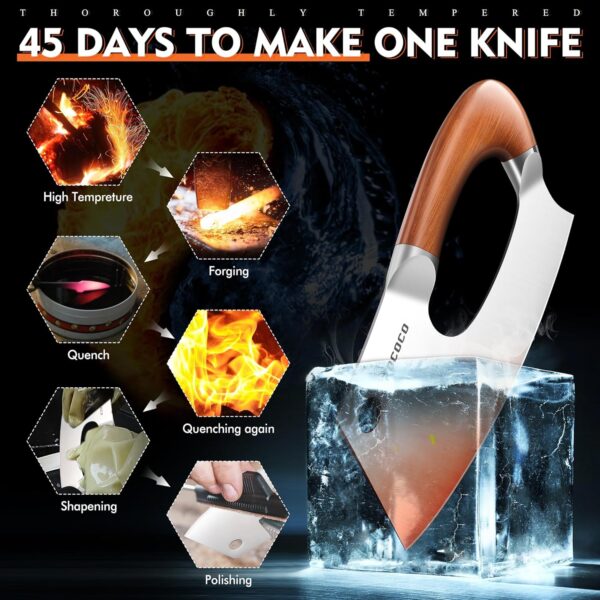 Limited time deal-50% ROCOCO Meat Cleaver Knife Unique Effort Saving Kitchen Knife Pro - Image 4