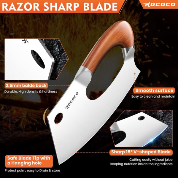 Limited time deal-50% ROCOCO Meat Cleaver Knife Unique Effort Saving Kitchen Knife Pro - Image 3