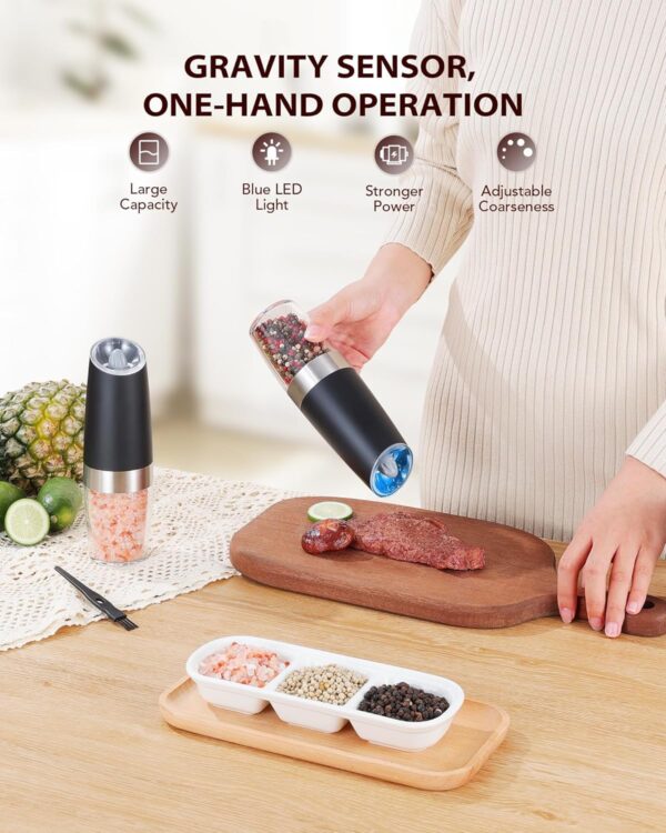 Limited time deal-55% Sangcon Gravity Electric Salt and Pepper Grinder Set Automatic Sha - Image 4