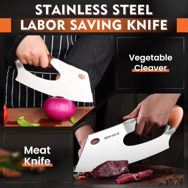 Limited time deal-50% ROCOCO Meat Cleaver Knife Unique Effort Saving Kitchen Knife Pro - Image 2