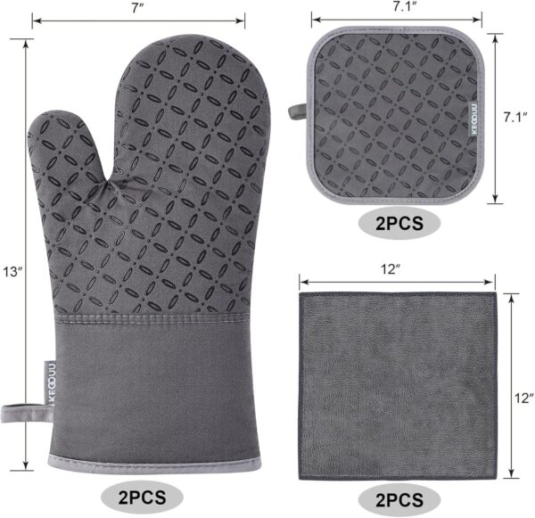 Limited time deal-41% KEGOUU Oven Mitts and Pot Holders 6pcs Set, Kitchen Oven Glove - Image 4