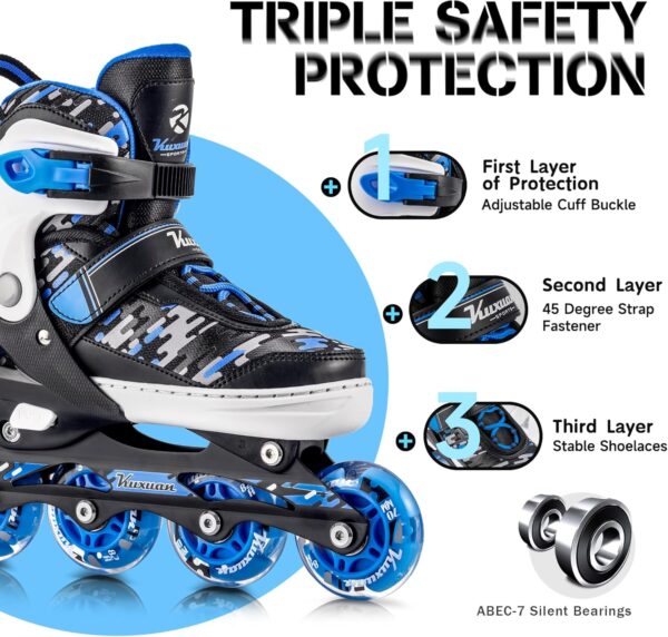 Limited time deal-50% Adjustable Inline Skates for Kids and Teens, Boys Girls Women Begi - Image 3