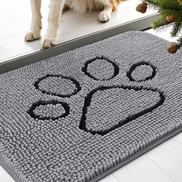 Limited time deal-37% Smiry Dog Door Mat for Muddy Paws, Absorbent Dirt Trapper Non