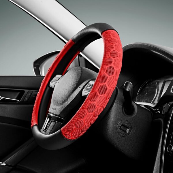 Limited time deal-50% PIC AUTO Massage Steering Wheel Cover, Red Football Pattern Mat