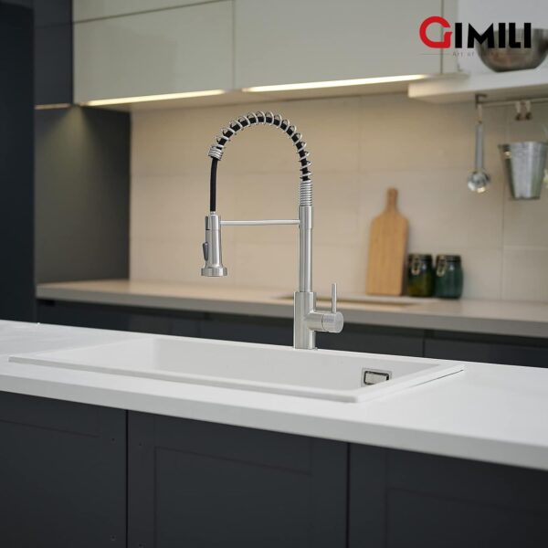 Limited time deal-49% off GIMILI Kitchen Faucet with Pull Down Sprayer Single Hole Stainless Steel Sink - Image 2