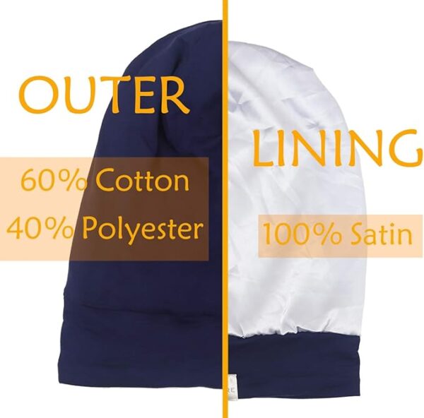 Limited time deal-50% off Satin Lined Bonnet Silky Hair Wrap Large Sleep Cap - Adjustable Beanie Slou - Image 4