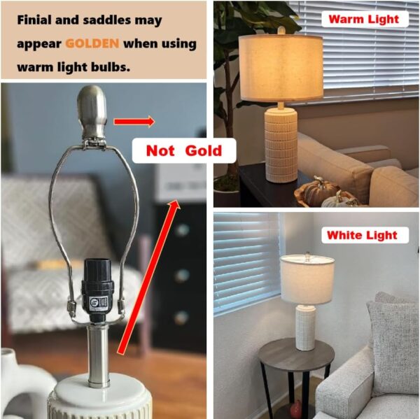 Limited time deal-47% off PoKat 23" Modern Ceramic Table Lamp Set of 2 for Living Room White Desk - Image 2