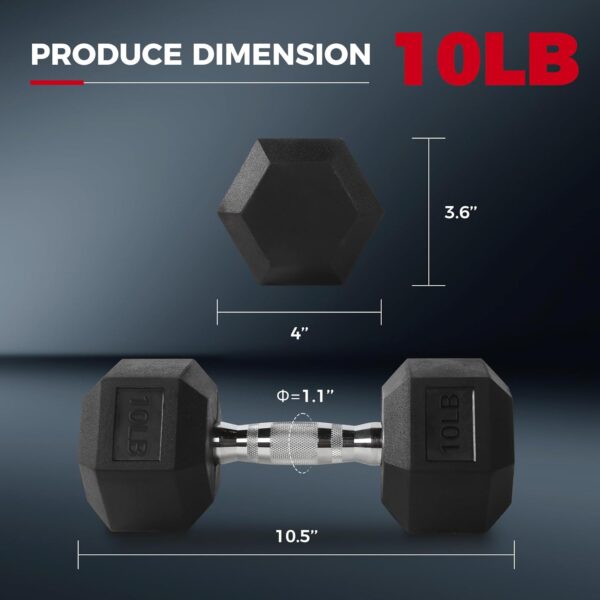 Limited time deal-43% off RitFit 5-300LBS Rubber Encased Hex Dumbbell Sets with Optional Rack for - Image 4