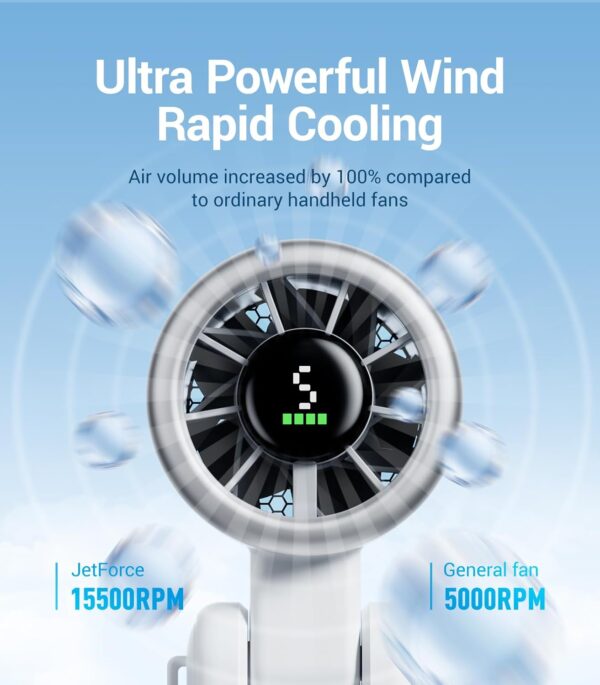 Limited time deal-43% off Portable Handheld Turbo Fan, 5 Gear Wind, Battery Operated, Up to 12 Wor - Image 4
