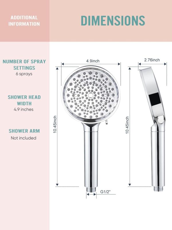 Limited time deal-56% off Cobbe Filtered Shower Head with Handheld, High Pressure 6 Spray Mode - Image 4